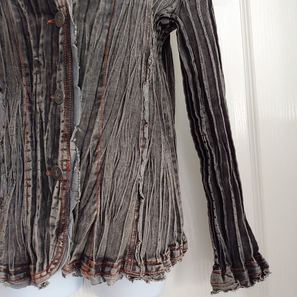 Womens Crepe Faded Grunge Rocker Steampunk Regency Victorian Vampire Shirt L - Picture 7 of 14